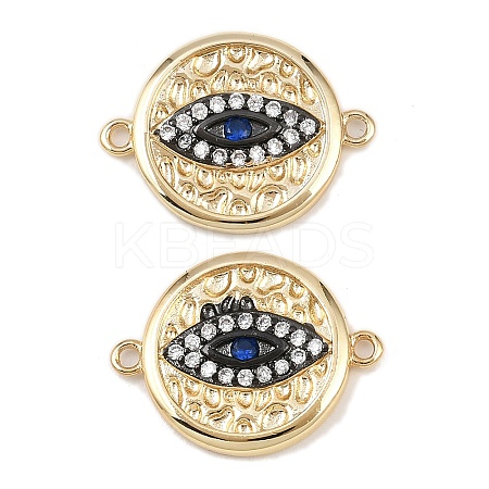 Brass Pave Clear and Blue Cubic Zirconia Connector Charms KK-L251-14G-1