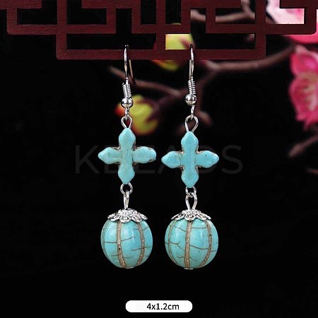Ethnic style retro turquoise earrings for women WG2299-8-1