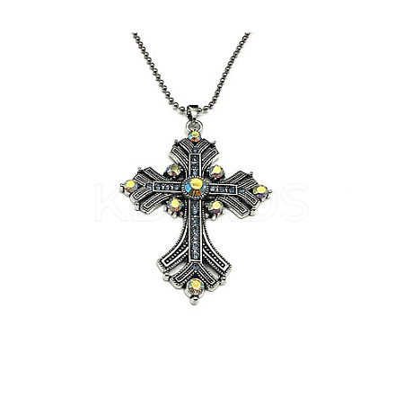 Cross Rhinestone Pendant Necklaces FK0815-7-1
