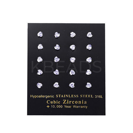 Cubic Zirconia Ear Studs EJEW-E098-H-02-1