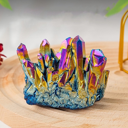 Electroplated Natural Druzy Quartz Crystal Cluster Ornaments PW-WG24416-07-1