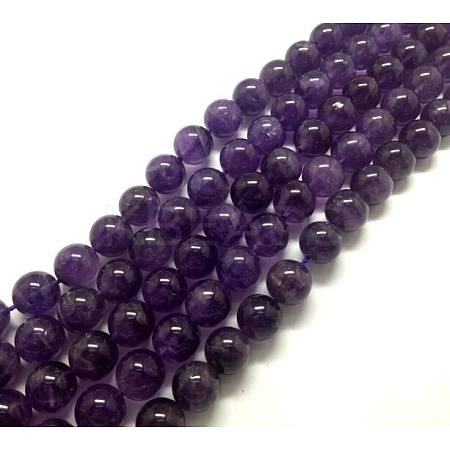 Round Natural Amethyst Beads Strands G-D780-1