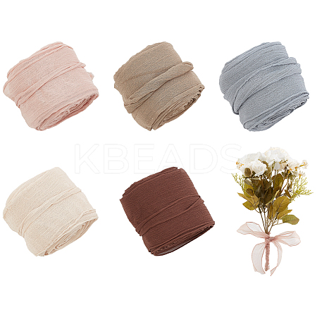 5 Rolls 5 Colors Polyester Ribbon OCOR-PH0002-74-1