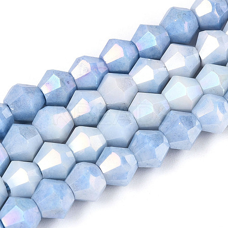 Anti-Tarnish Electroplate Bicone Glass Beads Strands EGLA-T021-6mm-16-09-1