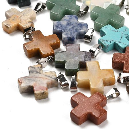 Natural & Synthetic Mixed Gemstone Pendants G-Z067-06P-01-1