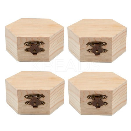 Unfinished Pine Wood Jewelry Box CON-WH0072-07-1