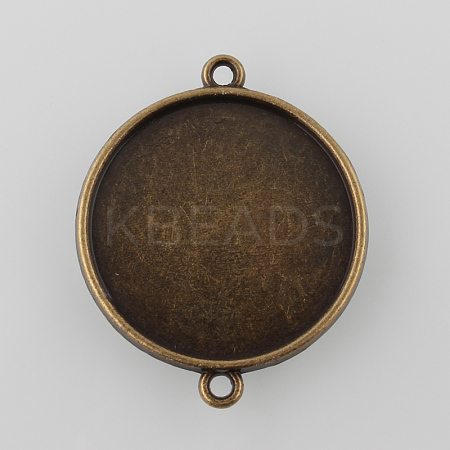 Antique Bronze Tibetan Style Alloy Cabochon Connector Settings X-TIBE-M022-01AB-NF-1