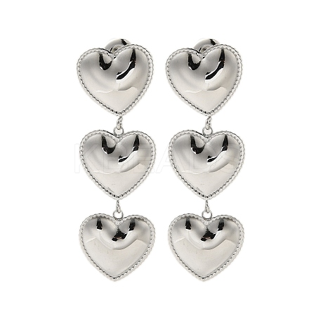 304 Stainless Steel Heart Dangle Stud Earrings for Women EJEW-U020-05P-1