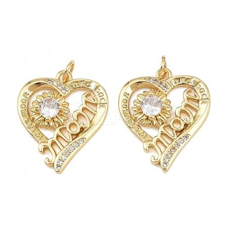 Mother's Day Brass Micro Pave Cubic Zirconia Pendants KK-L251-06G-02-1
