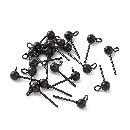 304 Stainless Steel Ball Stud Earring Findings STAS-G099-09B-1