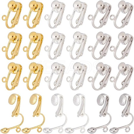 48Pcs 3 Colors Iron Clip-on Earring Findings IFIN-AR0001-38-1