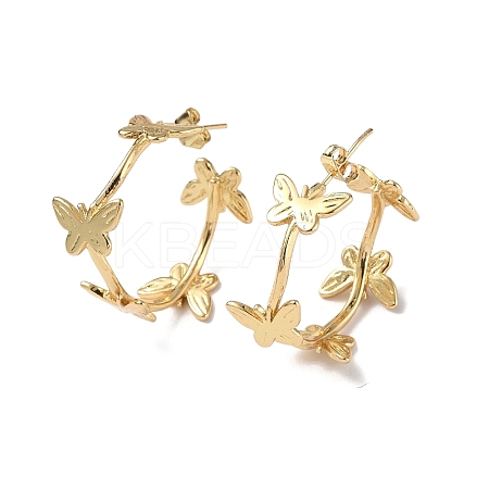 Brass Butterfly Wrap Stud Earrings EJEW-P214-11G-1