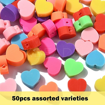 50Pcs Handmade Polymer Clay Beads CLAY-YW0002-35-1