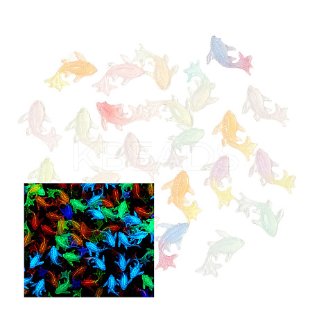 100Pcs Luminous Transparent Resin Decoden Cabochons RESI-FP0001-44-1