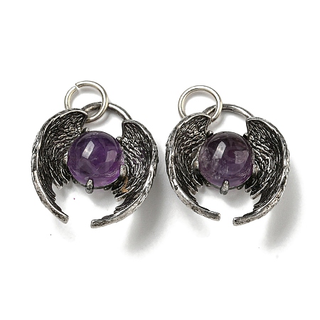 Bat Natural Amethyst Pendants G-F766-03AS-08-1