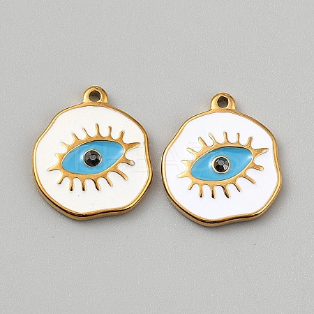 Stainless Steel Enamel Pendants STAS-WH0430-13G-1