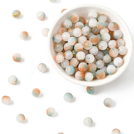 200G Frosted Baking Paint Crackle Glass Beads with Glitter Powder DGLA-YW0001-56C-1