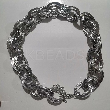 Unisex Thick Aluminum Double Link Chains Necklaces NJEW-V006-01P-1