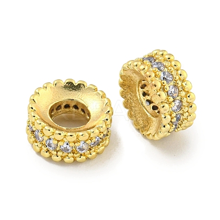 Brass Cubic Zirconia Spacer Beads KKB-L215-010G-1