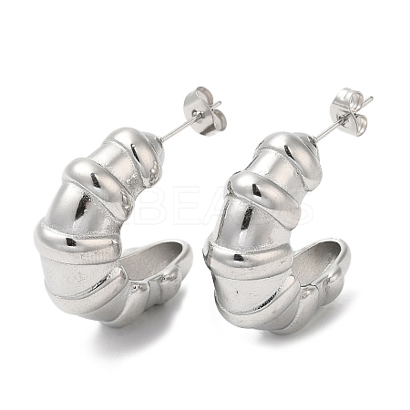 Non-Tarnish 304 Stainless Steel Croissant Stud Earrings EJEW-B026-15P-1