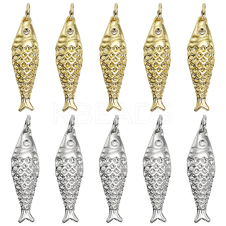 10Pcs 2 Colors Rack Plating Brass Pendants KK-ME0003-38-1