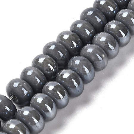 Glazed Porcelain Rondelle Beads PORC-Q001-01G-1