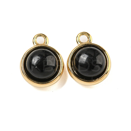 Natural Black Onyx(Dyed & Heated) Half Round Charms STAS-L080-009G-01-1