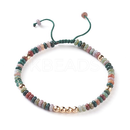 Natural Indian Agate Braided Bead Bracelets BJEW-O175-C08-1