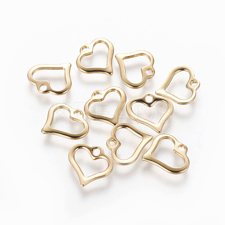 201 Stainless Steel Open Heart Charms STAS-L233-022G-1