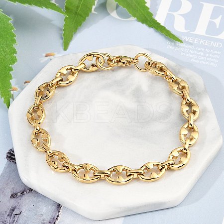 304 Stainless Steel Oval Link Chain Bracelets for Women Men BJEW-F488-48A-G-1