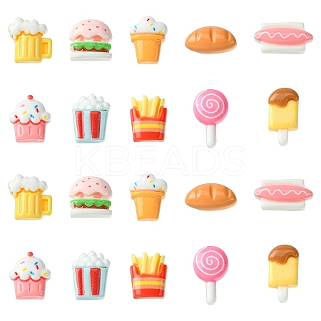 100Pcs 10 Styles Opaque Resin Imitation Food Cabochons RESI-CJ0003-64-1