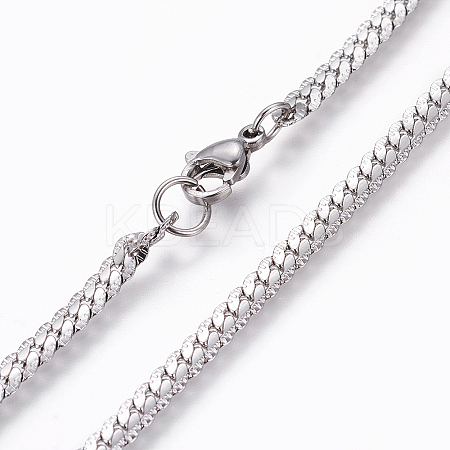Non-Tarnish 304 Stainless Steel Twisted Chain Curb Chain Necklaces LS-NJEW-L160-004P-1