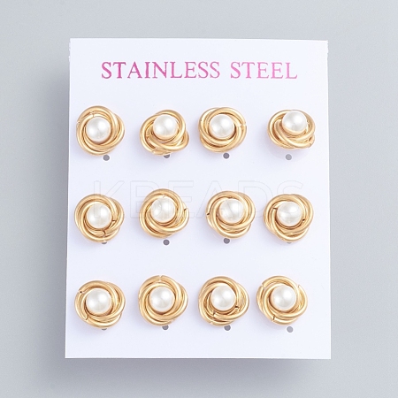 304 Stainless Steel Stud Earrings EJEW-F246-02G-1
