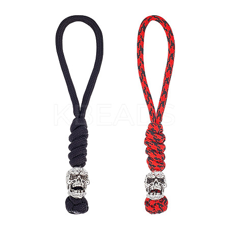2Pcs 2 Colors Handmade Nylon Parachute Cord Pendant Decorations for Men KEYC-HY0001-32B-1