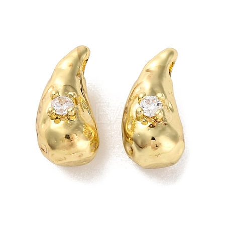 Brass Micro Pave Clear Cubic Zirconia Beads KK-U042-06G-1