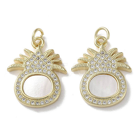 Brass Micro Pave Cubic Zirconia Pendants KK-G485-30B-G-1