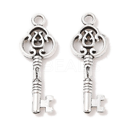 Tibetan Style Alloy Skeleton Key Pendants TIBEP-Q043-014-RS-1