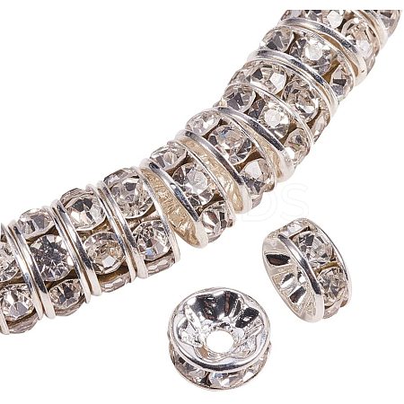 Silver Plated Brass Middle East Rhinestone Spacer Beads RB-PH0001-07S-NF-1