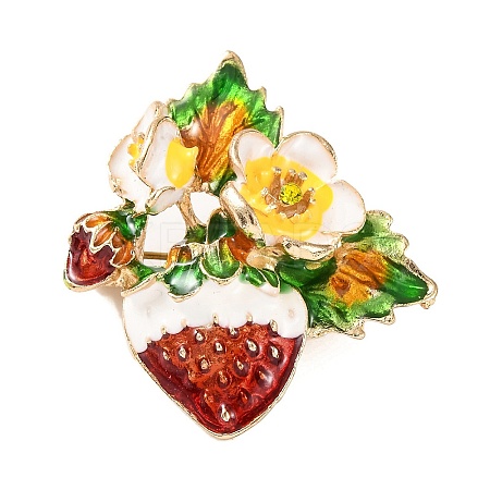 KC Gold Plated Alloy Enamel Strawberry Brooches LS-JEWB-L017-01KCG-02-1