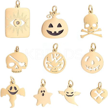 10Pcs 10 Style 304 & 316 Surgical Stainless Steel  Pendants STAS-UN0033-44-1