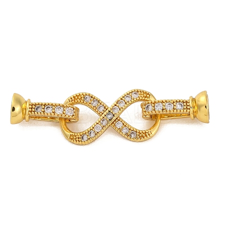 Brass Micro Pave Clear Cubic Zirconia Fold Over Clasps KK-A230-14G-1