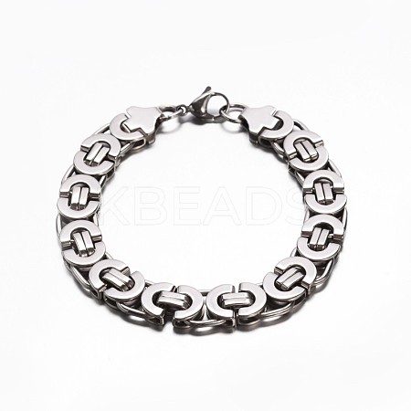 Tarnish Resistant 201 Stailess Steel Byzantine Chain Bracelets LS-BJEW-G469-12P-1