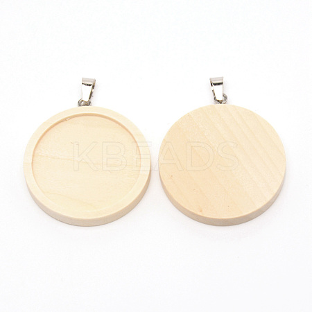 Wood Pendant Cabochon Setting WOOD-WH0024-33-1