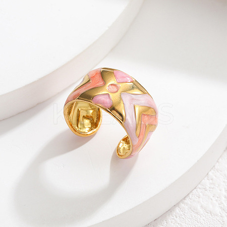 304 Stainless Steel Enamel Cuff Open Rings WG35DFF-05-1
