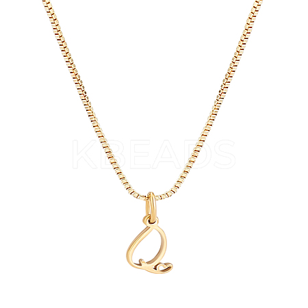 1pc Brass Chain & 304 Stainless Steel Letter Pendant Necklaces NJEW-LP0001-40Q-G-1