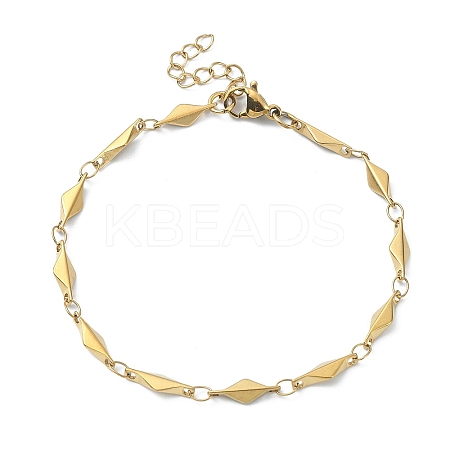 Ion Plating(IP) 304 Stainless Steel Rhombus Link Chain Bracelets for Women BJEW-D023-02G-1