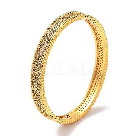 Brass Micro Pave Clear Cubic Zirconia Hinged Bangles for Women BJEW-Z061-18G-1