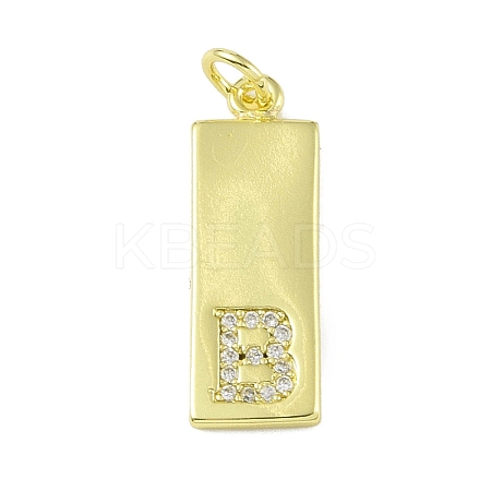 Brass Micro Pave Clear Cubic Zirconia Pendants KK-P266-06G-B-1