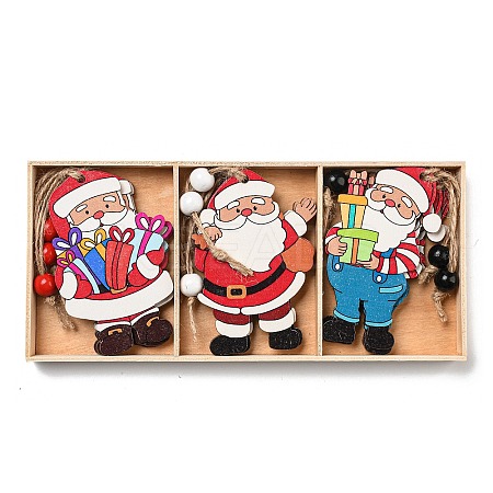 9Pcs 3 Styles Christmas Wood Pendant Decorations Set WOOD-U004-01A-1