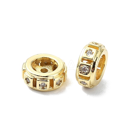 Rack Plating Brass Micro Pave Clear Cubic Zirconia Beads KK-U014-07G-1